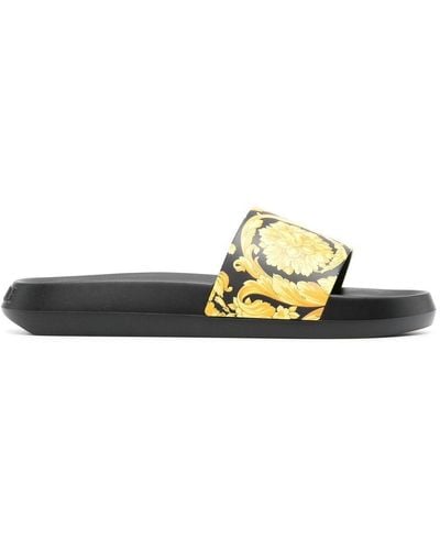 Versace Slippers Met Barokprint - Zwart