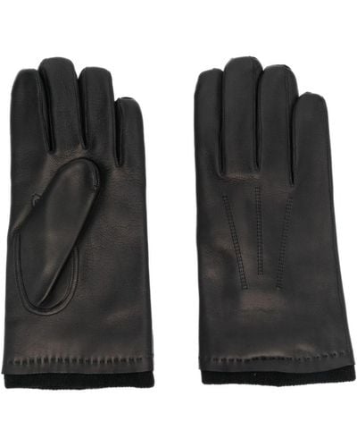 Paul & Shark Logo-plaque Leather Gloves - Black