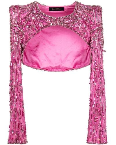 Jenny Packham Maya Bead-embellished Cape - Pink