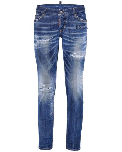 DSquared² Bleached-effect Skinny Jeans - Blue