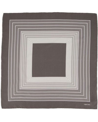 Tom Ford Geometric-print Silk Pocket Square - Grey