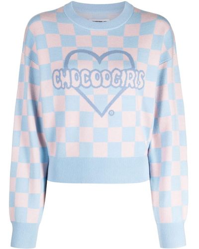 Chocoolate チェック セーター - ブルー