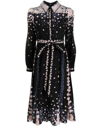 Erdem Midi-jurk Met Bloemenprint - Zwart