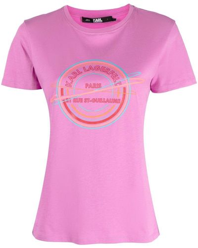 Karl Lagerfeld T-shirt Met Logoprint - Roze