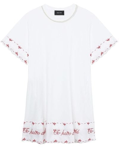 Simone Rocha T-Shirtkleid mit Perlenverzierung - Weiß