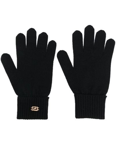 Versace Greca-plaque Wool-blend Gloves - Black