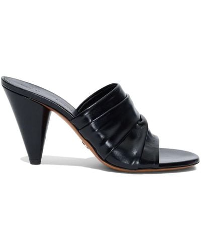 Proenza Schouler Gathered Cone 85mm Leather Sandals - Black