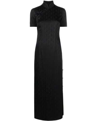 Marine Serre Moon Diamant-jacquard Maxi Dress - Black