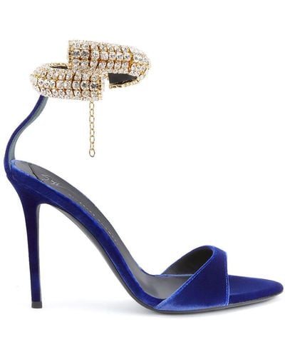 Giuseppe Zanotti Intriigo Bijoux velvet sandals - Azul