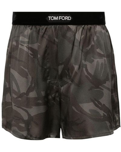 Tom Ford Seiden-Boxershorts mit Camouflagemuster - Schwarz