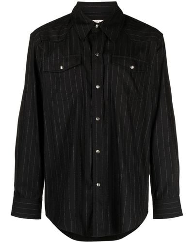 Our Legacy Pinstripe-pattern Press-stud Shirt - Black