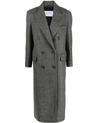Max Mara Eccesso Herringbone-pattern Wool Coat - Gray