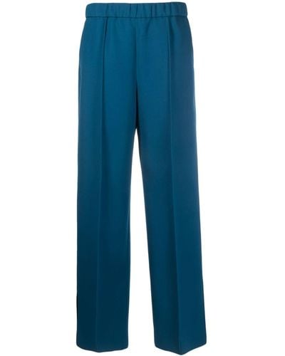 Jil Sander Pressed-crease Wool Straight Pants - Blue
