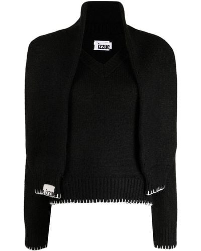 Izzue Whipstitch-trim Layered Sweater - Black
