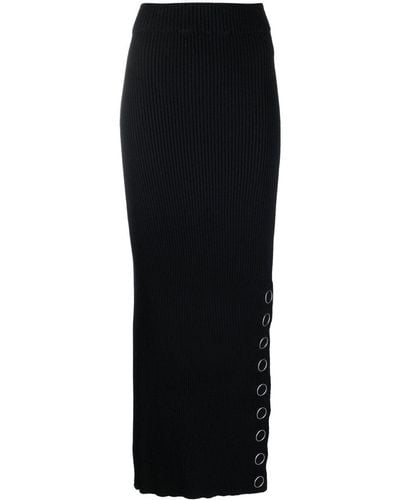 Jil Sander Press-stud Rib-knit Maxi Skirt - Black