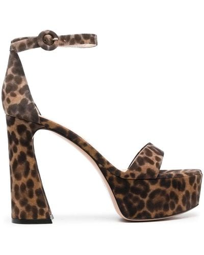 Gianvito Rossi Holly 120mm Leopard-print Sandals - Metallic