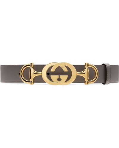 Gucci GG Horsebit Belt - Gray