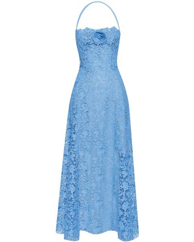 Oscar de la Renta Guipure-lace Silk Midi Dress - Blue