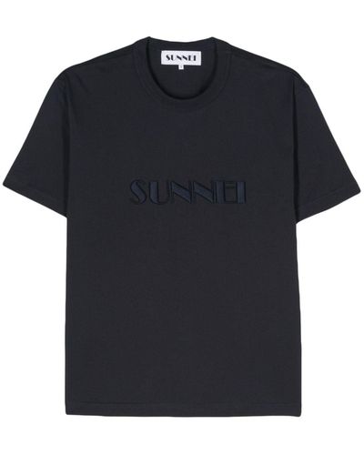 Sunnei Embroidered-logo Organic-cotton T-shirt - Black