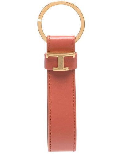 Tod's Letter-charm Leather Keyring - Red