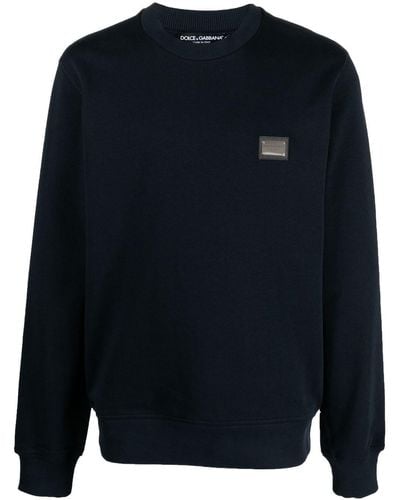 Dolce & Gabbana Logo-tag Cotton Sweatshirt - Blue