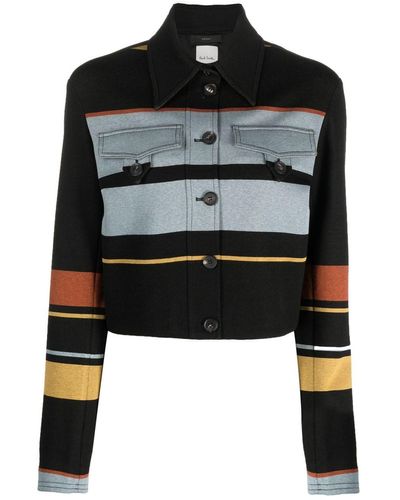 Paul Smith Striped Button-up Jacket - Black