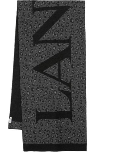 Lanvin Intarsia-knit Logo Scarf - Black