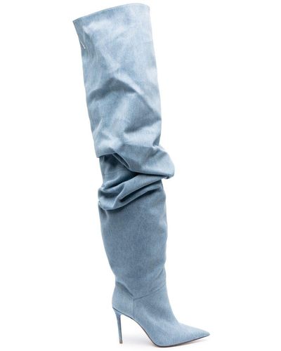 AMINA MUADDI Jahleel 95mm Denim Boots - Blue