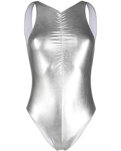 Forte Forte Metallic-effect Ruched One-piece Swimsuit