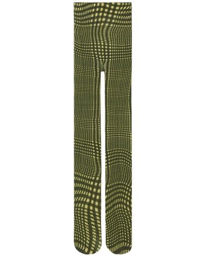 Burberry Warped Houndstooth-print Tights - Green