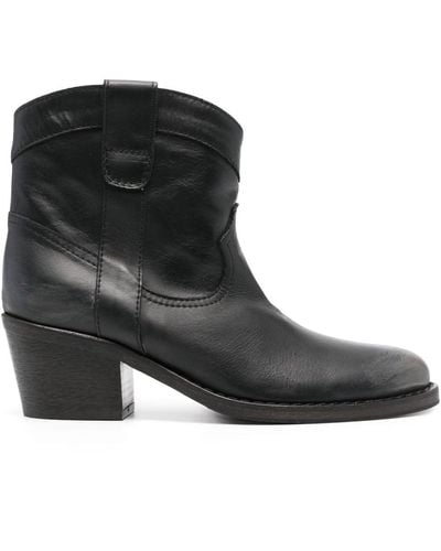 Via Roma 15 Texan 60mm Leather Ankle Boots - Black