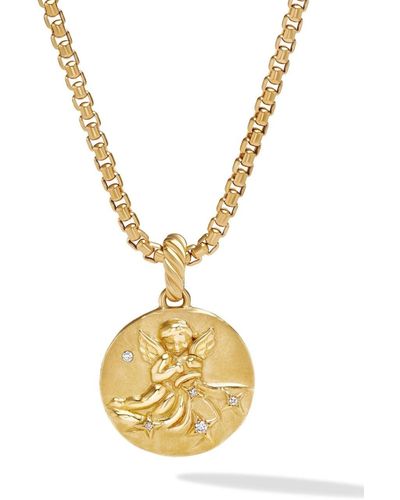 David Yurman 18kt yellow gold Aquarius diamond amulet pendant - Metálico