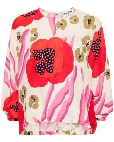 Essentiel Antwerp Bluse mit Fledermauärmeln - Pink