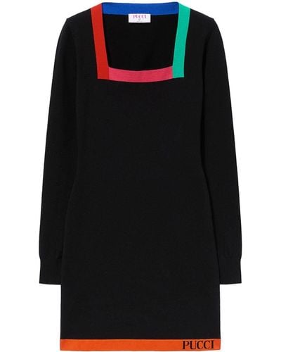 Emilio Pucci Colour-block Square-neck Minidress - Black