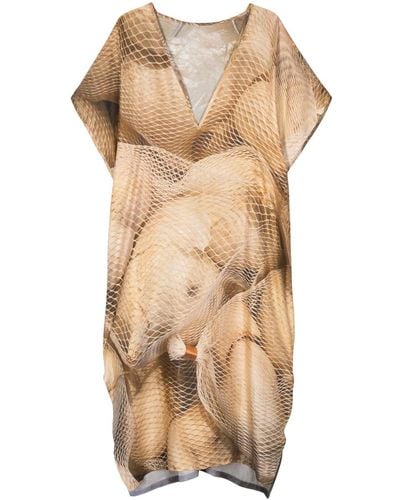 BARBARA BOLOGNA Garlics-print Maxi Dress - Natural