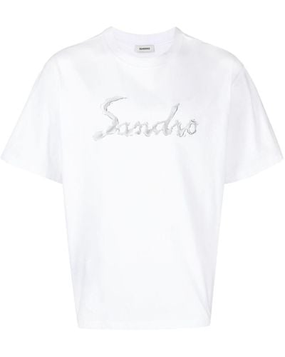 Sandro Logo-print Jersey T-shirt - White