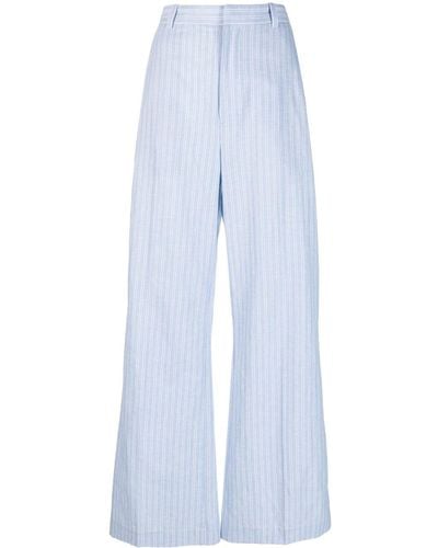 Polo Ralph Lauren Striped Linen Blend Trousers - Blue