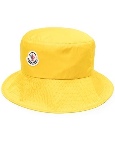 Moncler Sombrero de pescador con parche del logo - Amarillo