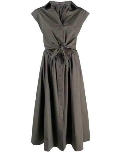 Lorena Antoniazzi Lace-up Midi Cotton Dress - Gray