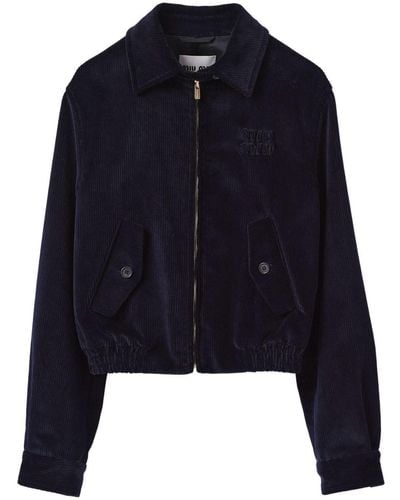 Miu Miu Chaqueta bomber con parche del logo - Azul