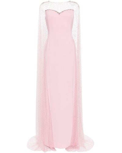 Jenny Packham Cordelia Rhinestone-embellished Cape Gown - Pink