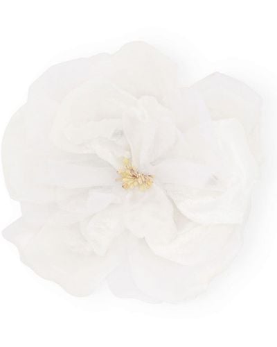 Dolce & Gabbana Seidenbrosche mit Blumenapplikation - Weiß