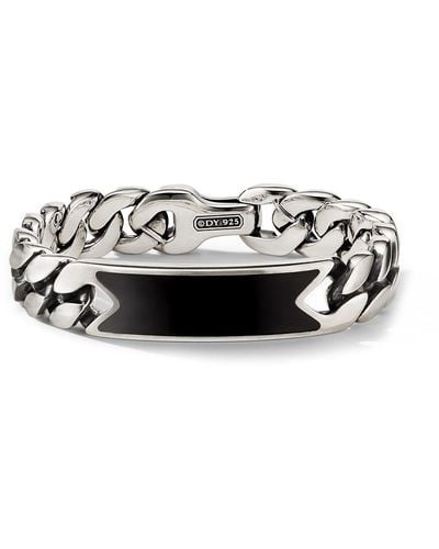 David Yurman Sterling Silver Curb Chain Diamond Bracelet - Metallic