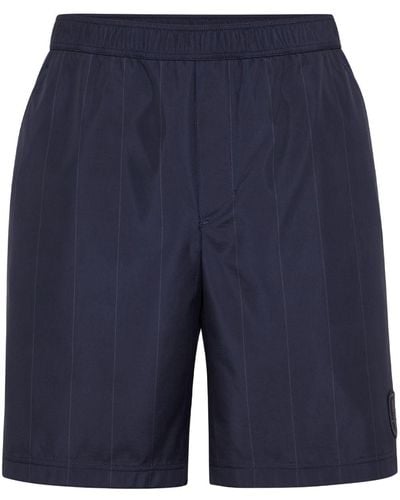 Brunello Cucinelli Logo-appliqué Striped Shorts - Blue