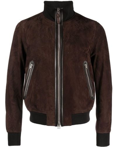 Tom Ford Bomber in suede - Marrone