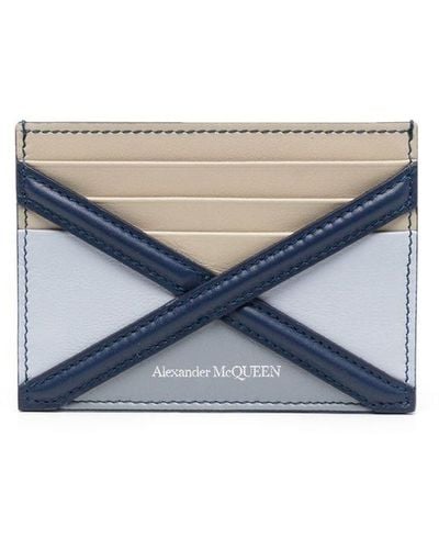 Alexander McQueen Crossover-strap Leather Cardholder - Blue