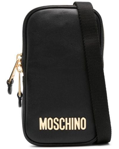 Moschino Étui pour smartphone en cuir à logo - Noir