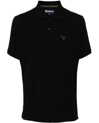 Barbour Logo-embroidered Cotton Polo Shirt - Black