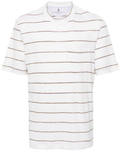 Brunello Cucinelli Crew-neck Striped T-shirt - White