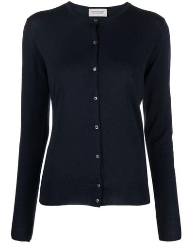 John Smedley Pansy Button-up Knitted Cardigan - Blue